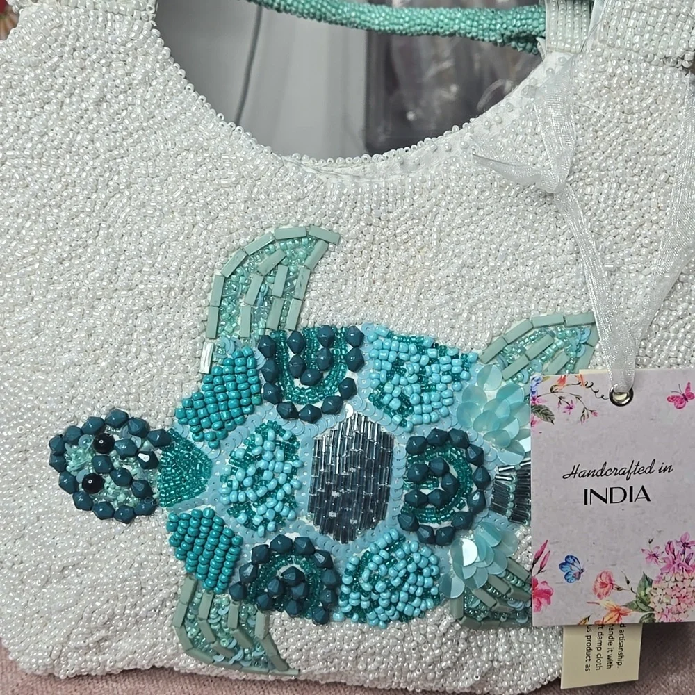 NWT India Sea Turtle Beaded Bag